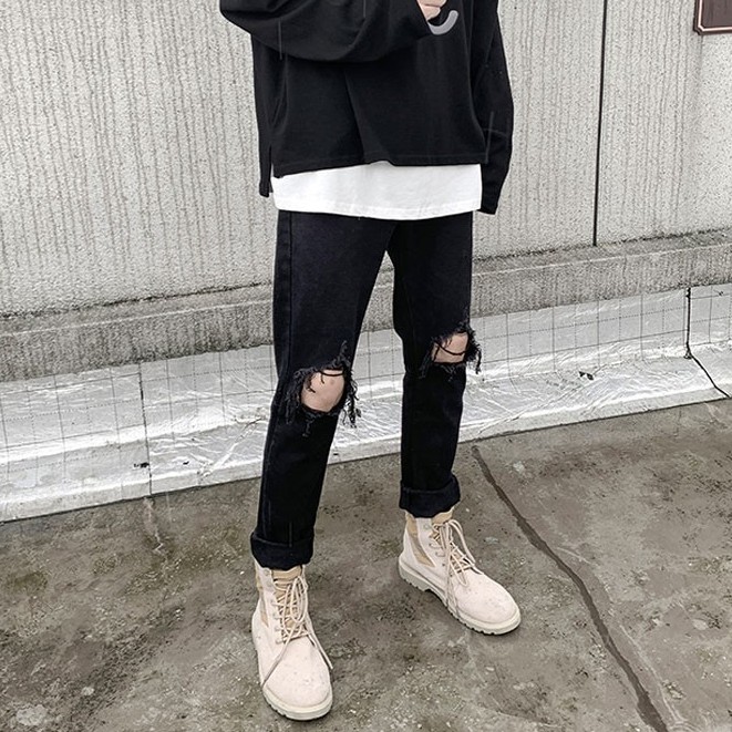 Quần Jeans Dài Rách Gối Thời Trang Cá Tính Dành Cho Nam | BigBuy360 - bigbuy360.vn