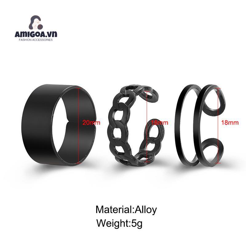 ✨✨ Bộ 3 Nhẫn Xếp Chồng Đơn Giản Sáng Tạo Cá Tính
