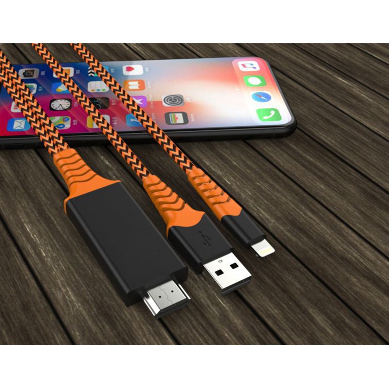 Cáp Lightning ra HDMI - iPhone to HDMI cho tivi Full HD - hỗ trợ iOS 12 dây dù P8+