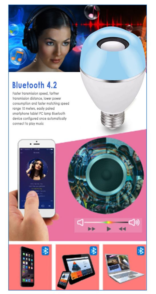Đèn Phát Nhạc Kết Nối Bluetooth Điều Khiển Qua Ứng Dụng Điện Thoại
