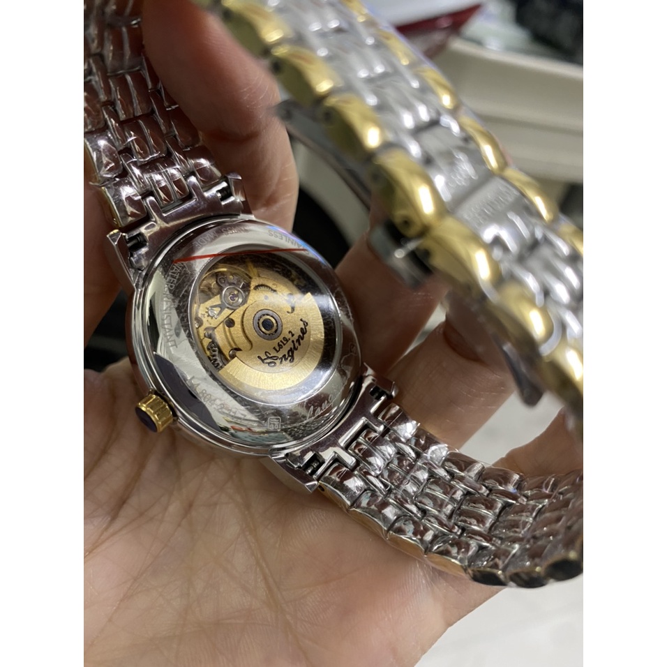 Đồng hồ Nam Lon-gines cơ automatic cao cấp máy nhât  3kim 1 lịch dây kim loại size 40mm đơ mi trắng pha vàng