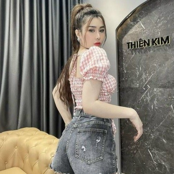 Áo sọc CARO Mod Ngực dây cột kiểu phôm ĐẸP