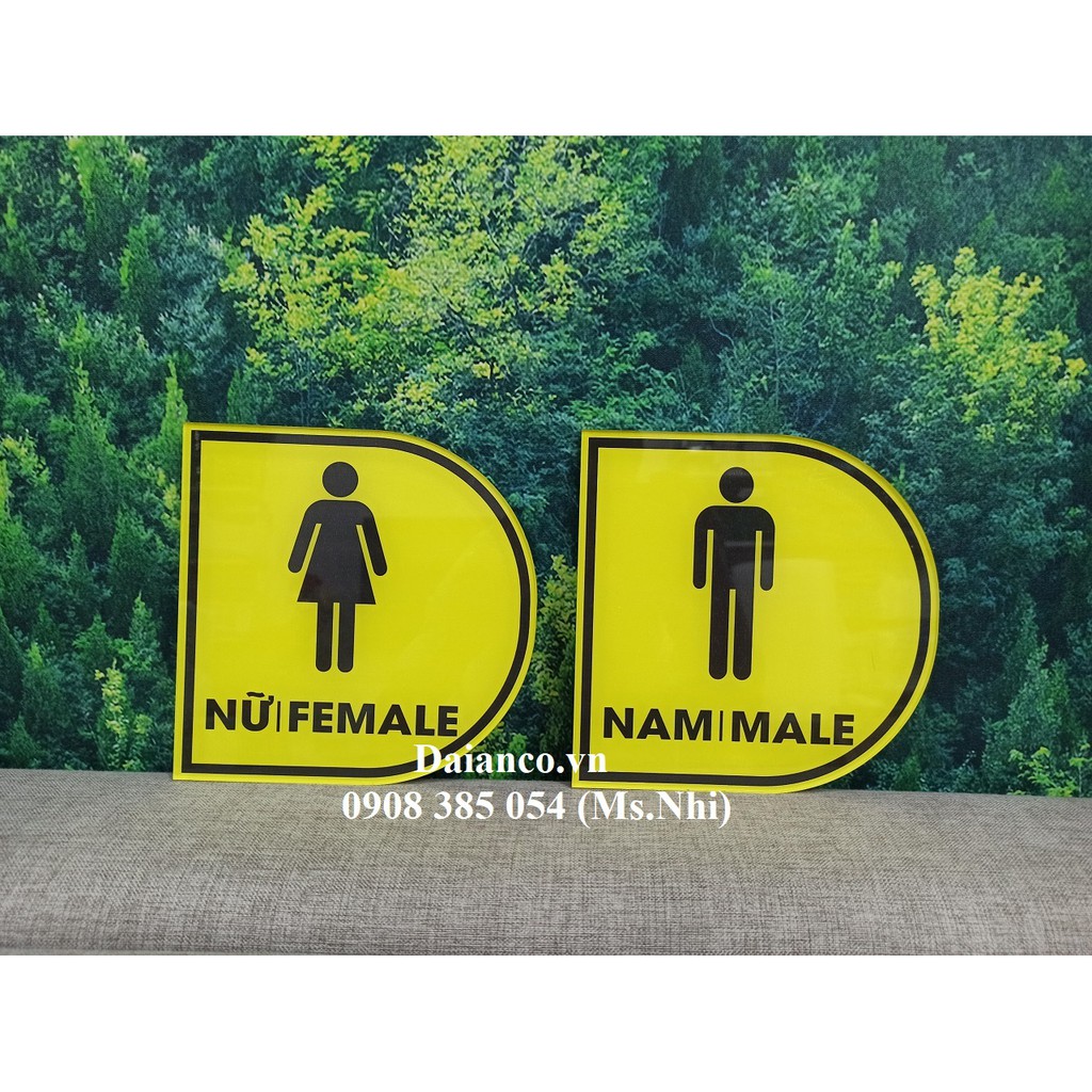 combo 2 bảng nhà vệ sinh nam nữ chất liệu mica siêu bền- Hình thật