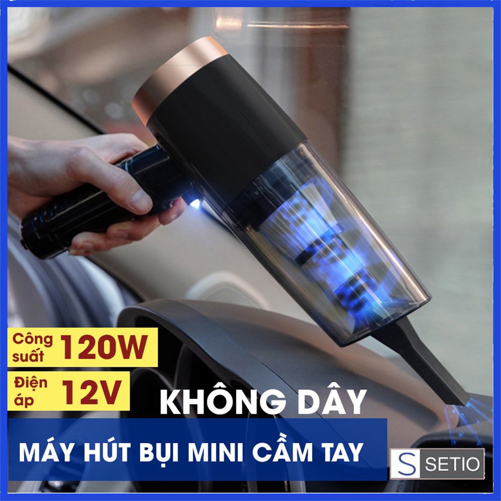 Máy hút bụi mini cầm tay ướt và khô không dây nhỏ gọn 3DO trong oto xe hơi ô tô cắm điện