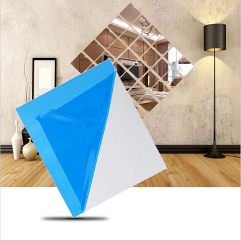 9 Miếng Giấy Dán Tường Acrylic Tráng Gương 3D 15x15cm