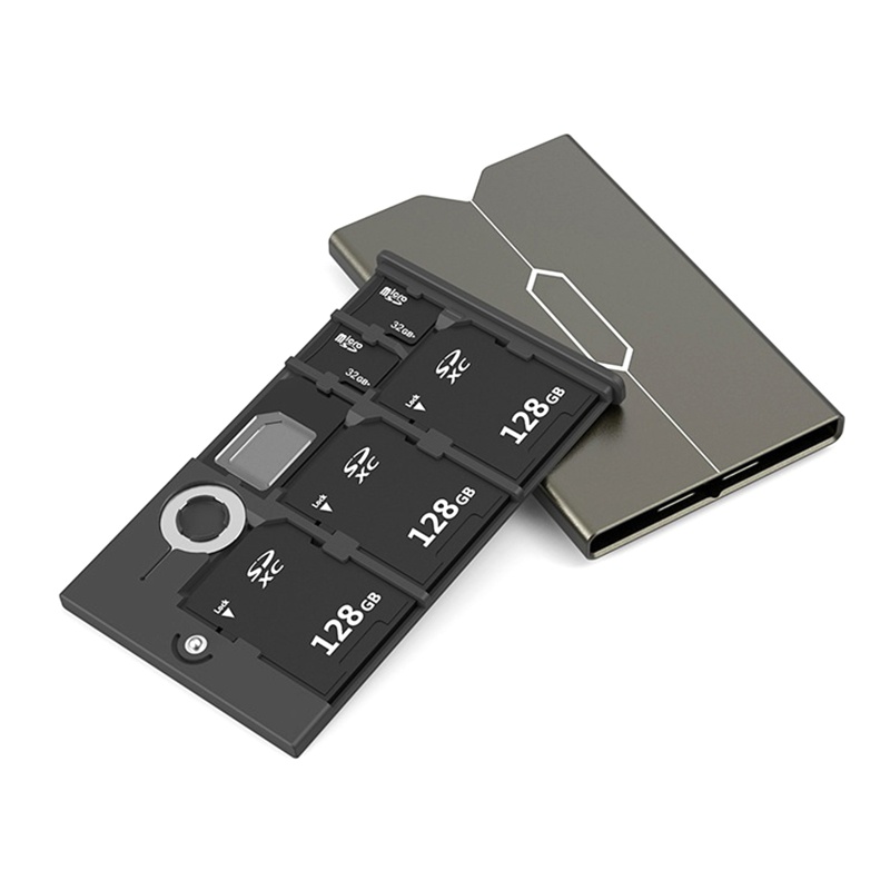 Hộp Đựng Thẻ Nhớ Máy Ảnh 3 SD Card 2 TF Và SIM Bằng Hợp Kim Cnc Chống Rơi Vỡ LI 2832
