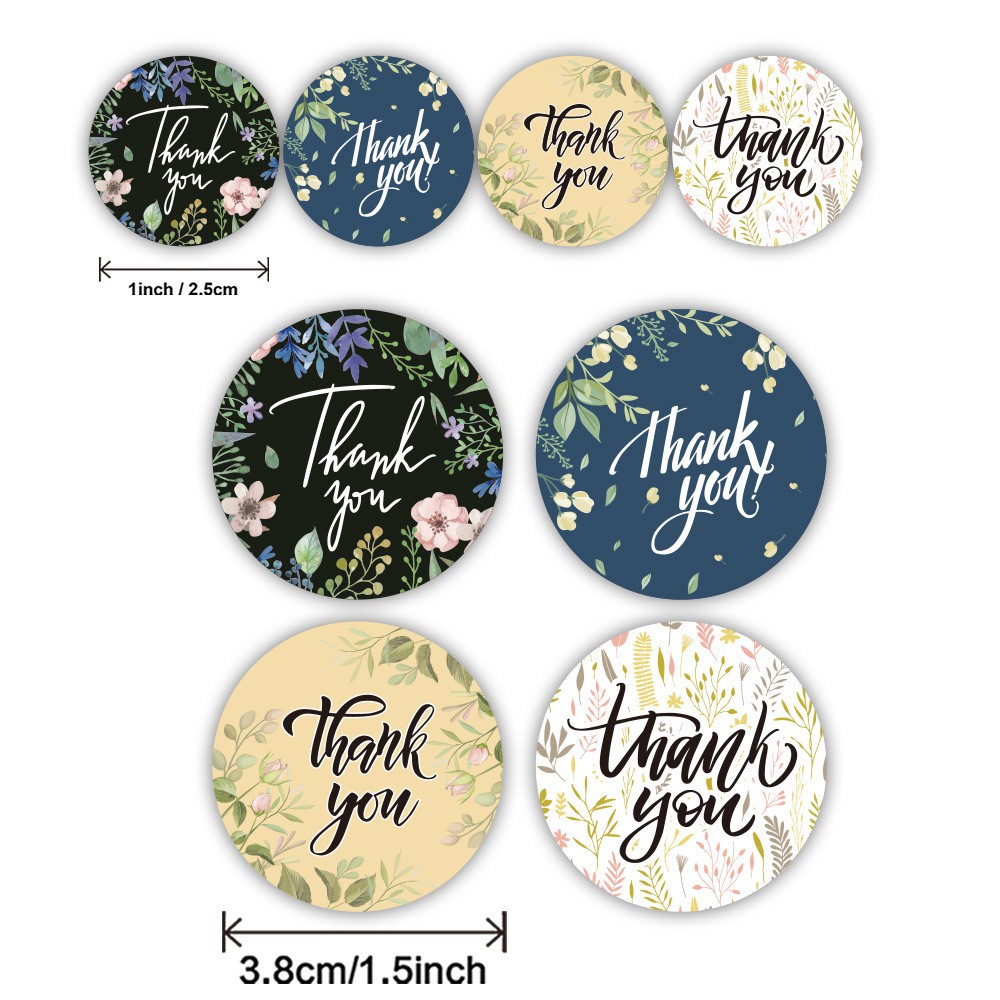 [NHIỀU SIZE] Cuộn 500 nhãn dán cảm ơn, sticker &quot;thank you&quot; cảm ơn hàng thiết kế nhiều mẫu cực đẹp