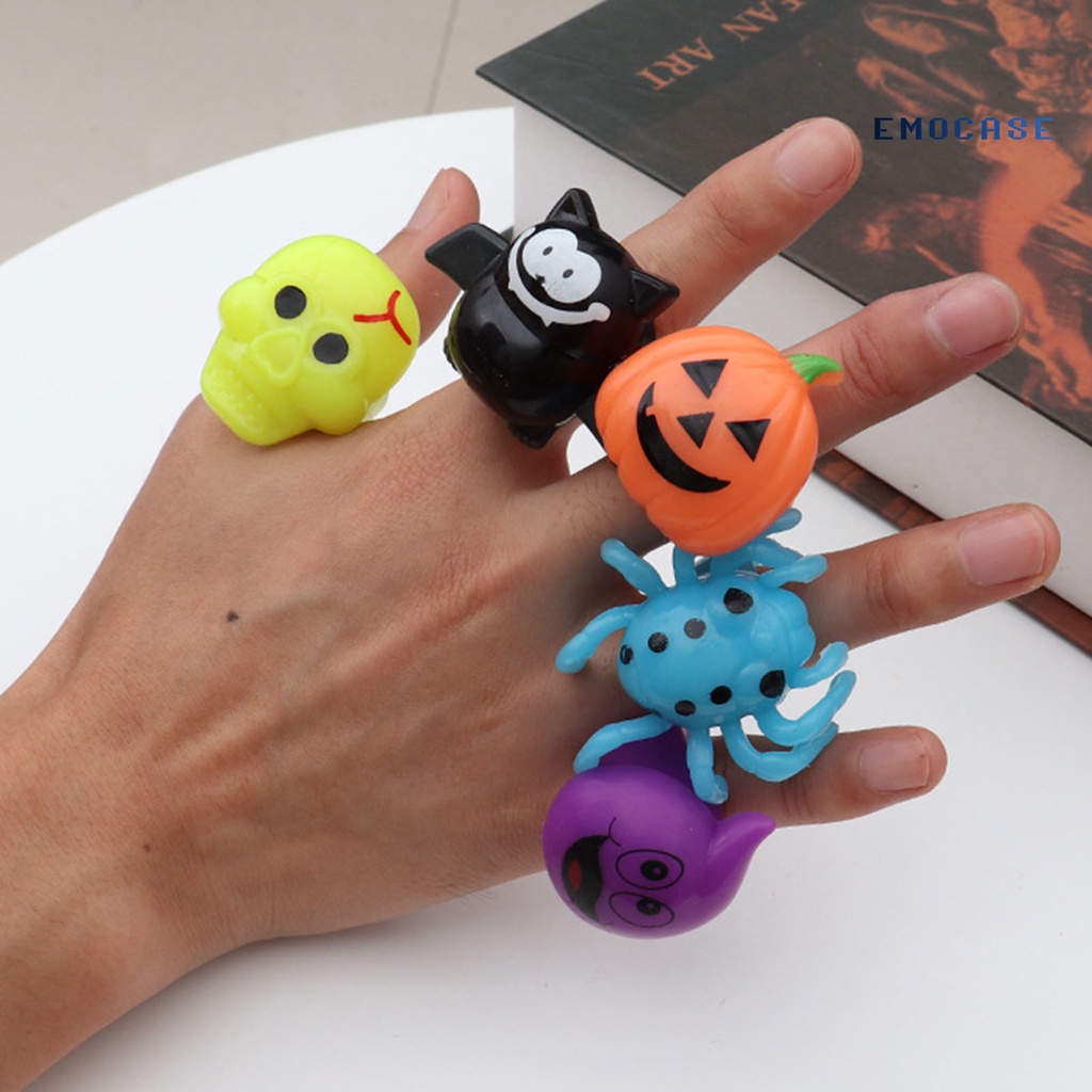 Nhẫn Đèn LED Họa Tiết Hoạt Hình Phong Cách Halloween