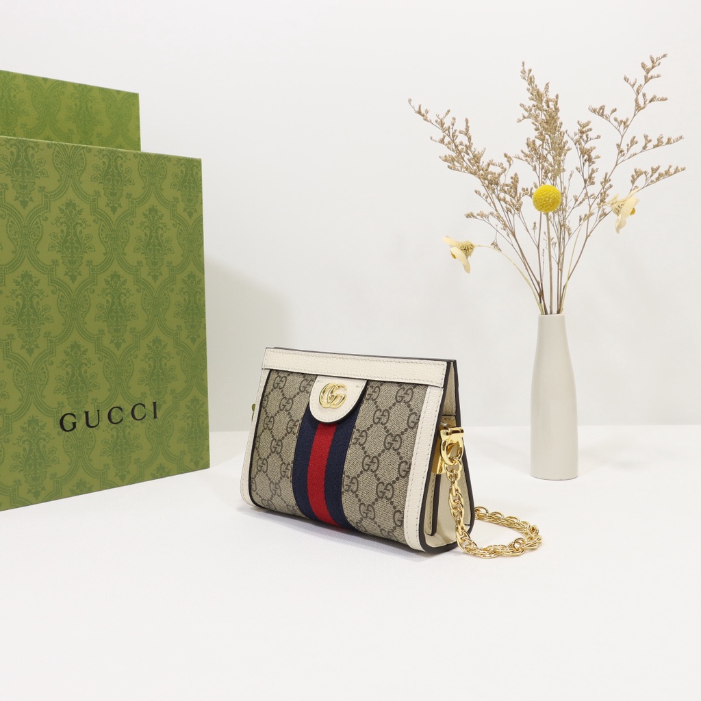 Túi đeo chéo nữ da thật thời trang cao cấp Gucci GG GC thiết kế họa tiết monogram, phong cách thanh lịch