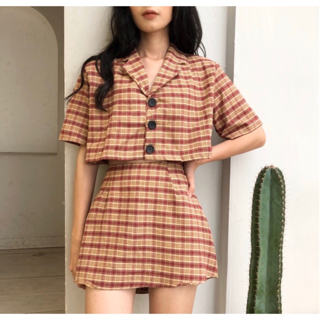 Set Croptop Vest Kèm Chân Váy Ulzzang