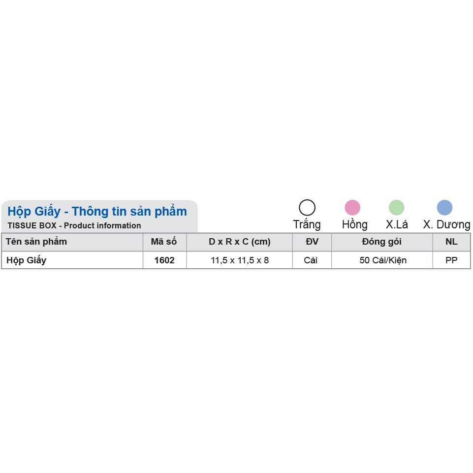 Hộp khăn giấy vuông, giấy rút nhựa Tý Liên