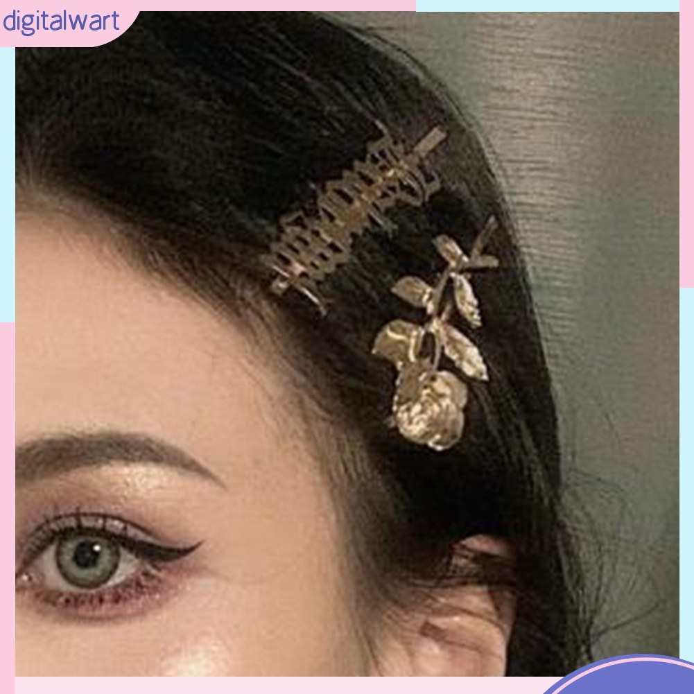 Set 2 Kẹp Tóc Hình Hoa Hồng Và Chữ Thời Trang Cho Nữ