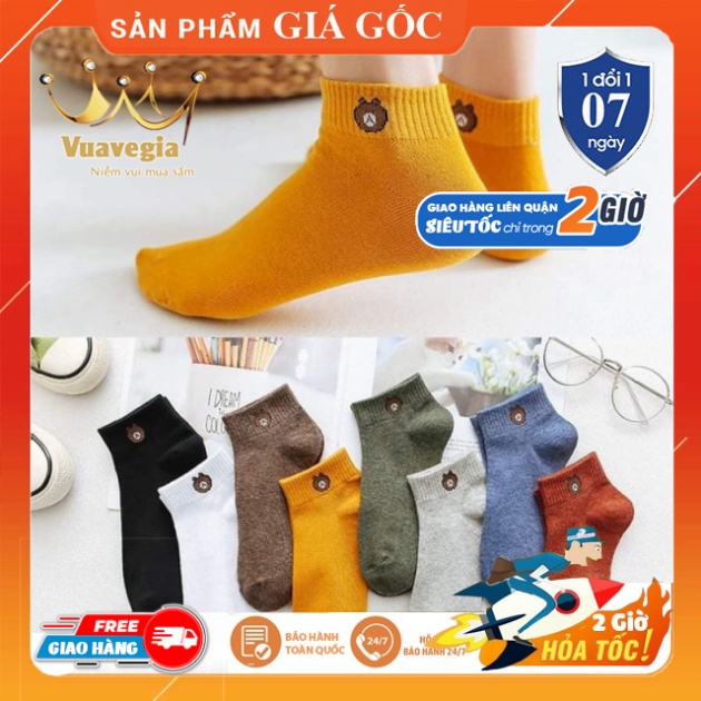 Set 10 đôi tất gấu nữ người lớn cổ ngắn.