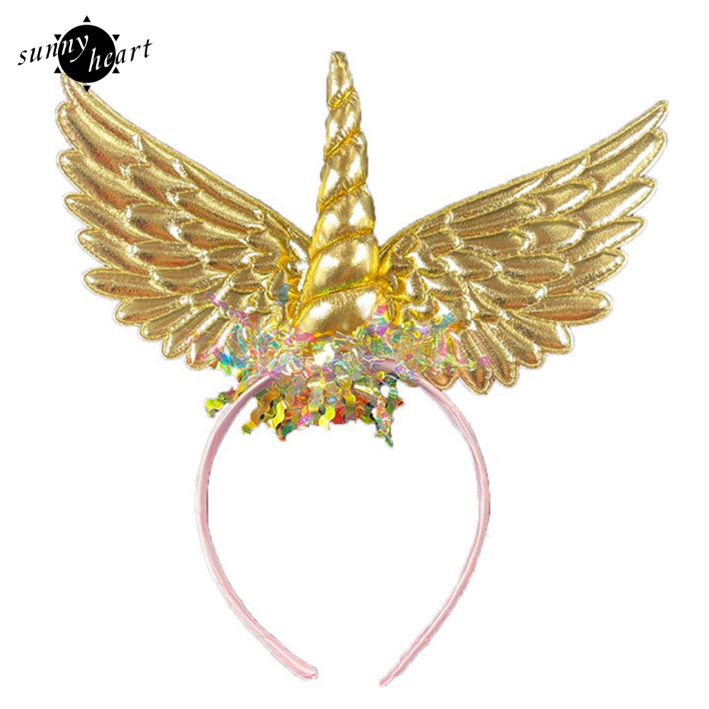 1 Băng Đô Cài Tóc Hình Sừng Kỳ Lân Có Cánh Hóa Trang Halloween