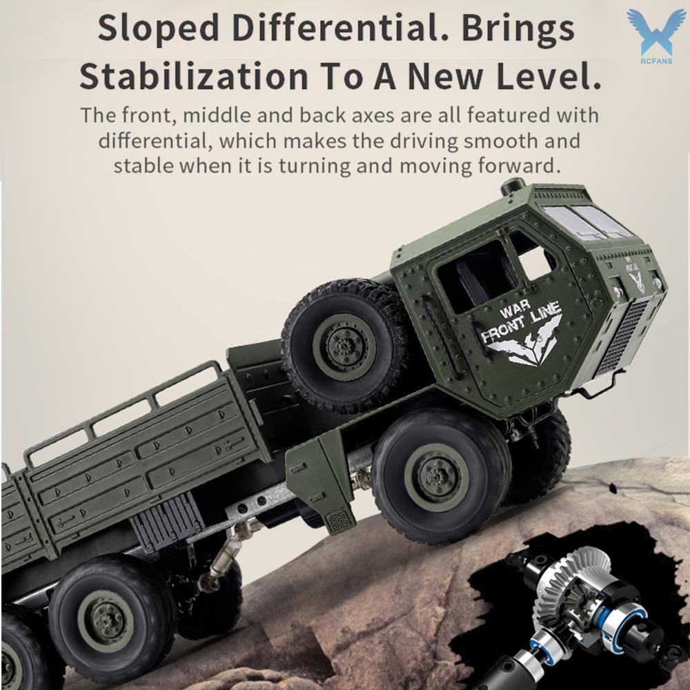 Đồ chơi xe tải quân đội JJRC Q75 RC 6WD 2.4GHZ kèm phụ kiện