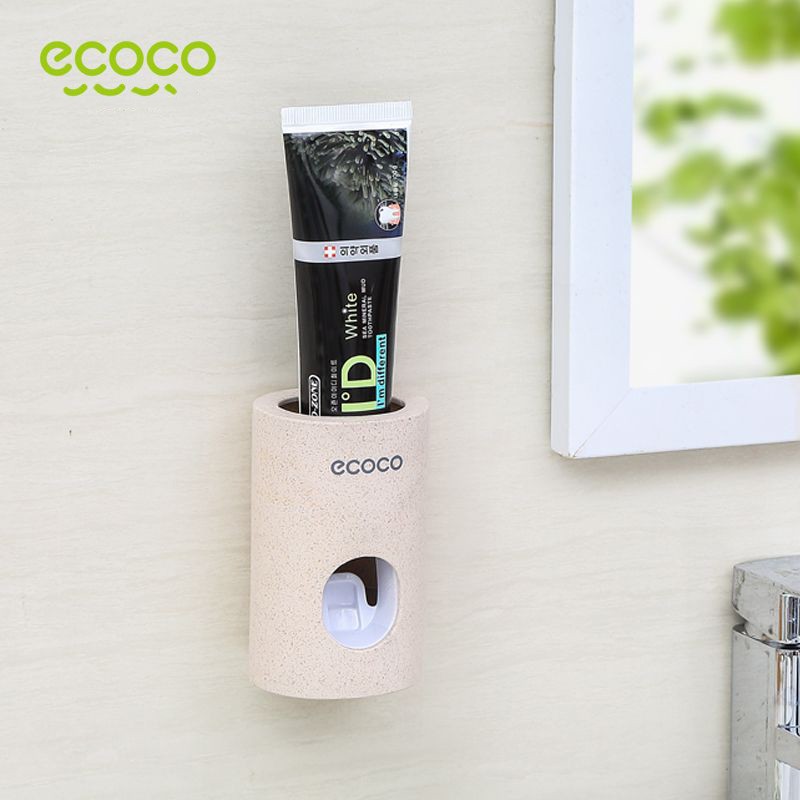 combo bộ ECOCO nhả kem đánh răng và cốc đựng bàn chải đánh răng cao cấp