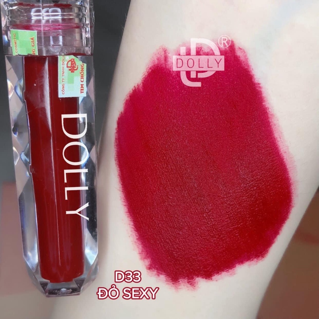 [03 Đỏ Burgundy] Son Kem Lì Dolly Super Matte Không Chì Màu Đỏ BURGUNDY Tách Sét