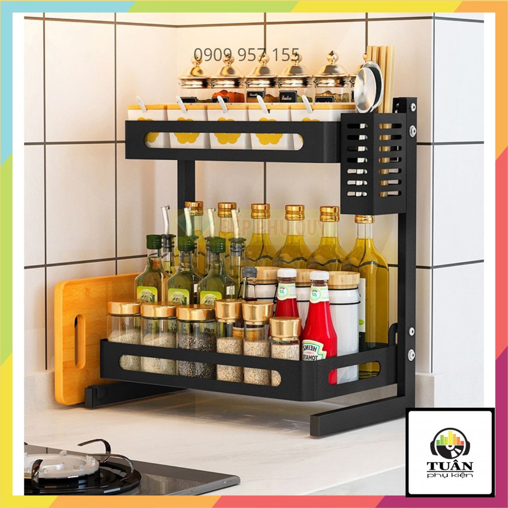 Kệ gia vị inox 2 tầng sơn tĩnh điện - Kệ đựng gia vị 2 tầng cao cấp