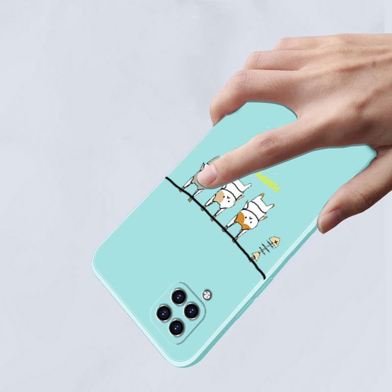 Ốp lưng samsung a12 samsung a22 4g Ốp Điện Thoại Silicon Mềm Mịn Thiết Kế Hình Mèo Cho samsung a12 samsung a22 4g LSMM01 viền vuông cute