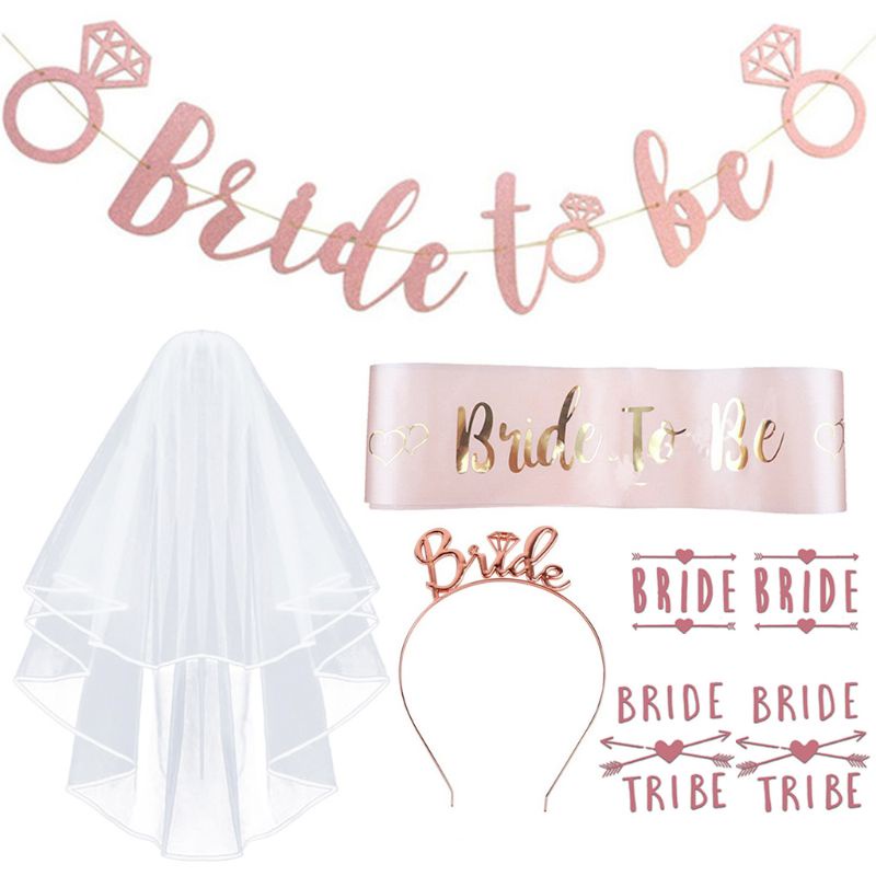 Set 8 Dây Cờ Treo Trang Trí Tiệc In Chữ Bride to Be Sash
