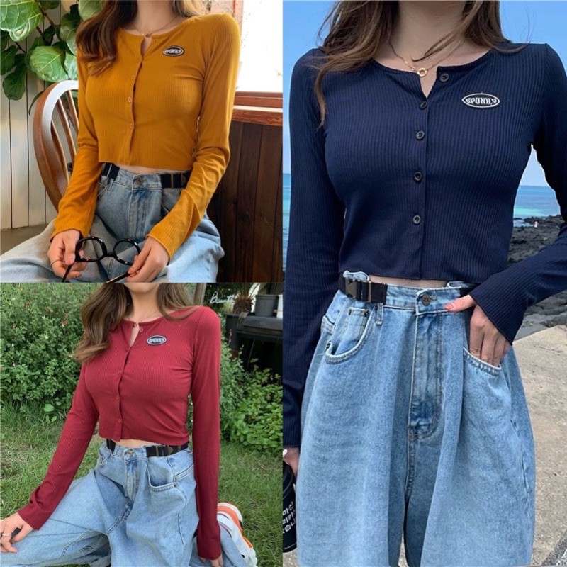 ÁO CROPTOP TAY DÀI THÊU LOGO