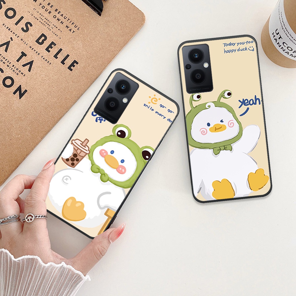 Ốp lưng Oppo Reno 7 5G/ Reno 7Z 5G chú vịt đáng yêu, lucky duck, ốp cặp đôi dễ thương