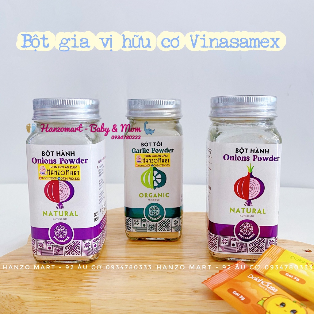 Bột gia vị hữu cơ tỏi hành Vinasamex cho bé ăn dặm