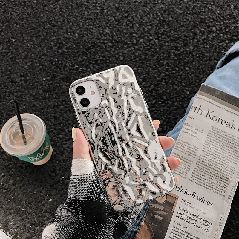 Ốp Điện Thoại Silicon Mềm Phối Kim Loại Bạc Cho Iphone 12 11pro Max 7plus Xr Xs | BigBuy360 - bigbuy360.vn