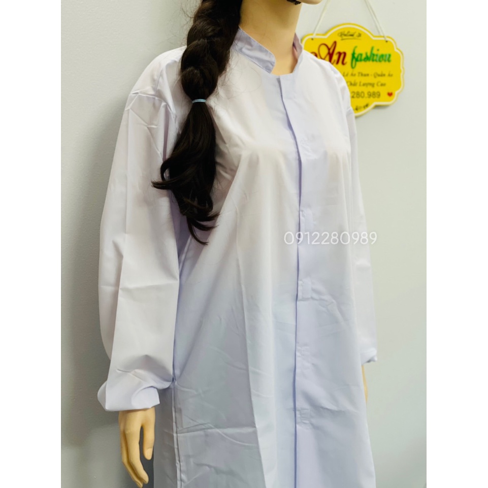Áo Blouse tay dài nẹp dán - Áo ngành Dược Phẩm Thực Phẩm _ Hình chụp thật