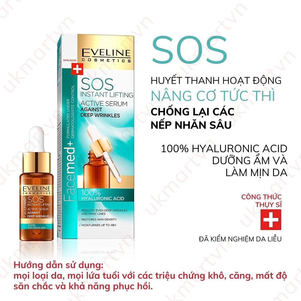 Tinh Chất Eveline Facemed+ Chống Nhăn, Dưỡng Ẩm Hyaluronic 18ML