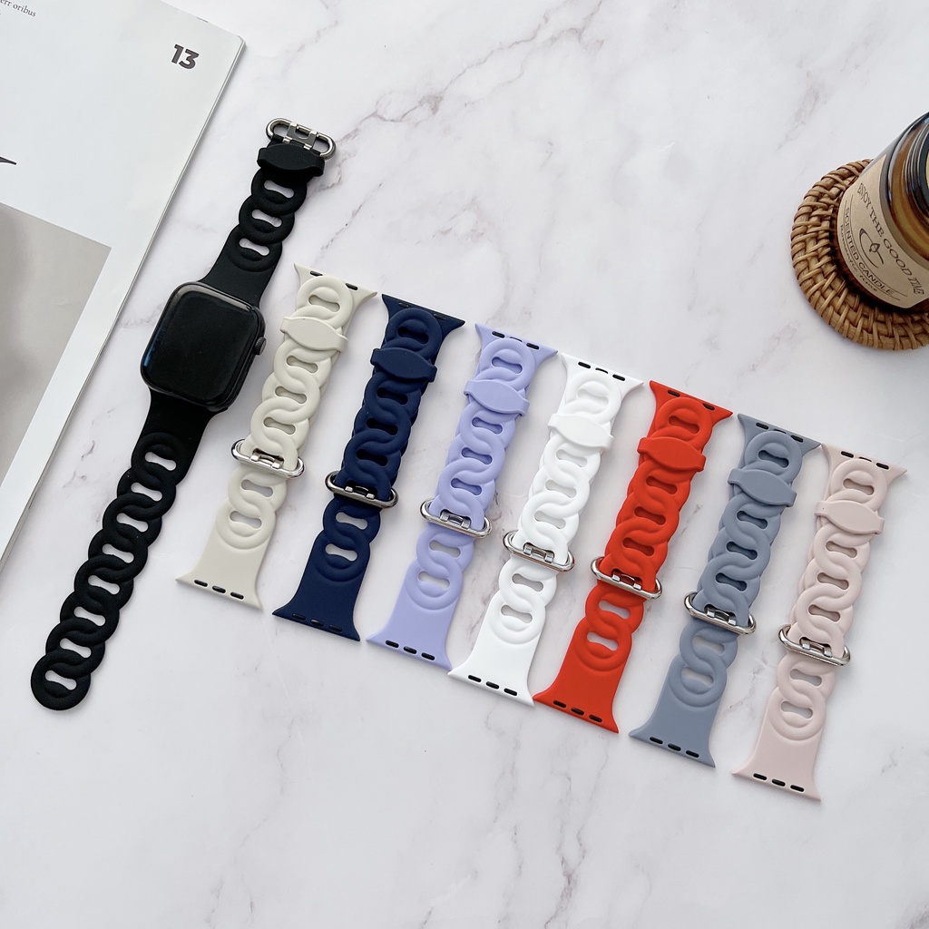 Dây Đeo Silicon Mềm Thời Trang Cho Đồng Hồ Thông Minh Apple Watch 41 / 40 / 38mm 49 / 45 / 44 / 42mm Series Ultra / 8 / 7 / SE / 6 / 5 / 4 / 3 / 2 / 1