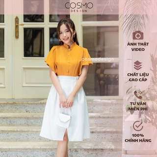 Váy ôm nâu tay cánh tiên phối chân váy trắng