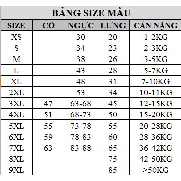 ÁO SƠ MI CHÓ MÈO TỪ 1 - 50kg