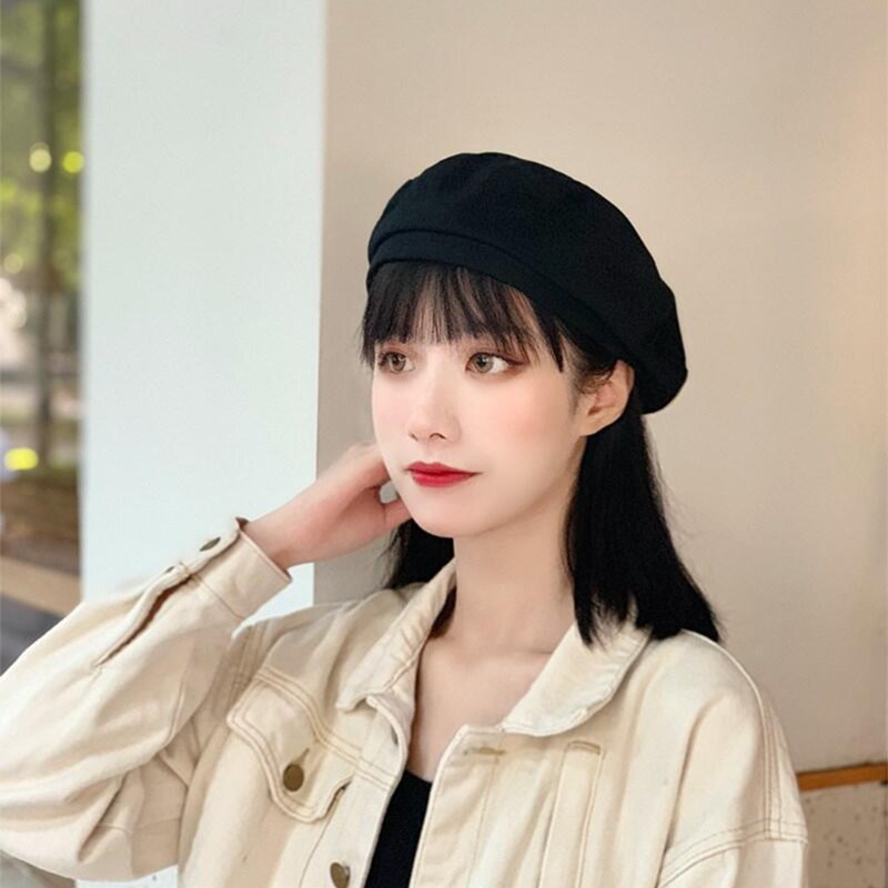Mũ Beret Denim Phong Cách Pháp Cổ Điển Thời Trang Mùa Đông Cho Nữ