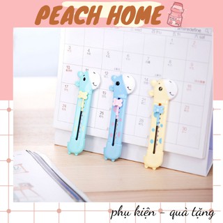 Dao rọc giấy dao cắt giấy mini hình chú hươu cao cổ nhiều màu dễ thương hãng deli