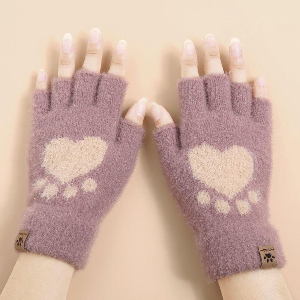 Găng Tay Len Hở Ngón Thời Trang Thu Đông Cho Nữ