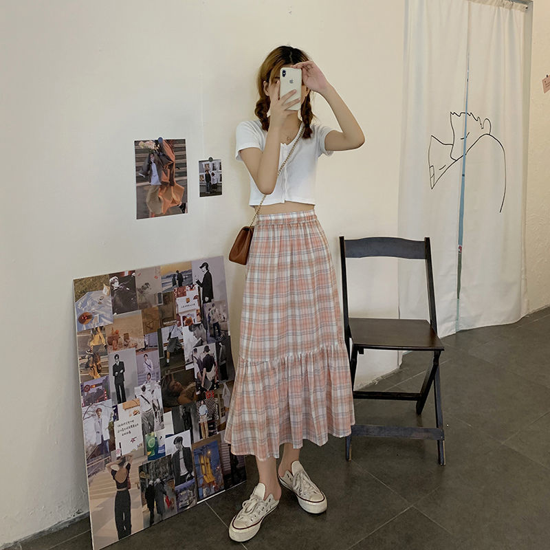 Fashion women's plaid skirt A-line skirt
