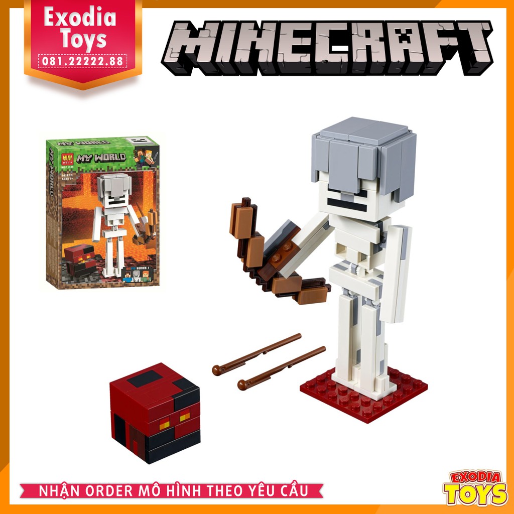 Xếp hình Minecraft Skeleton Khổng Lồ Và Sinh Vật Magma Cube - Đồ Chơi Lắp Ghép Sáng Tạo - BELA 11168 Lego Ideas 21150