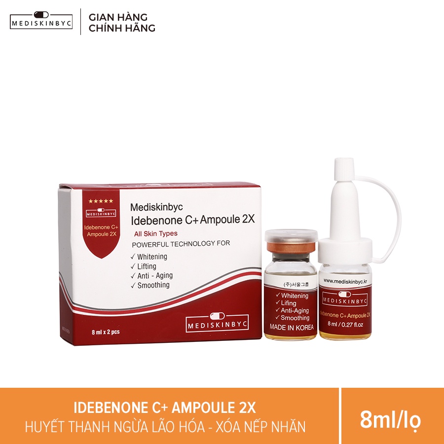 (2 lọ) Huyết thanh giảm nếp nhăn, nâng cơ da Idebenone C+ Ampoule 2X Mediskinbyc 8ml