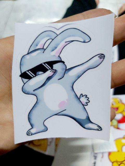 Sticker Tem Con Thỏ Cool Ngầu Dán Xe, Điện Thoại Giá Rẻ