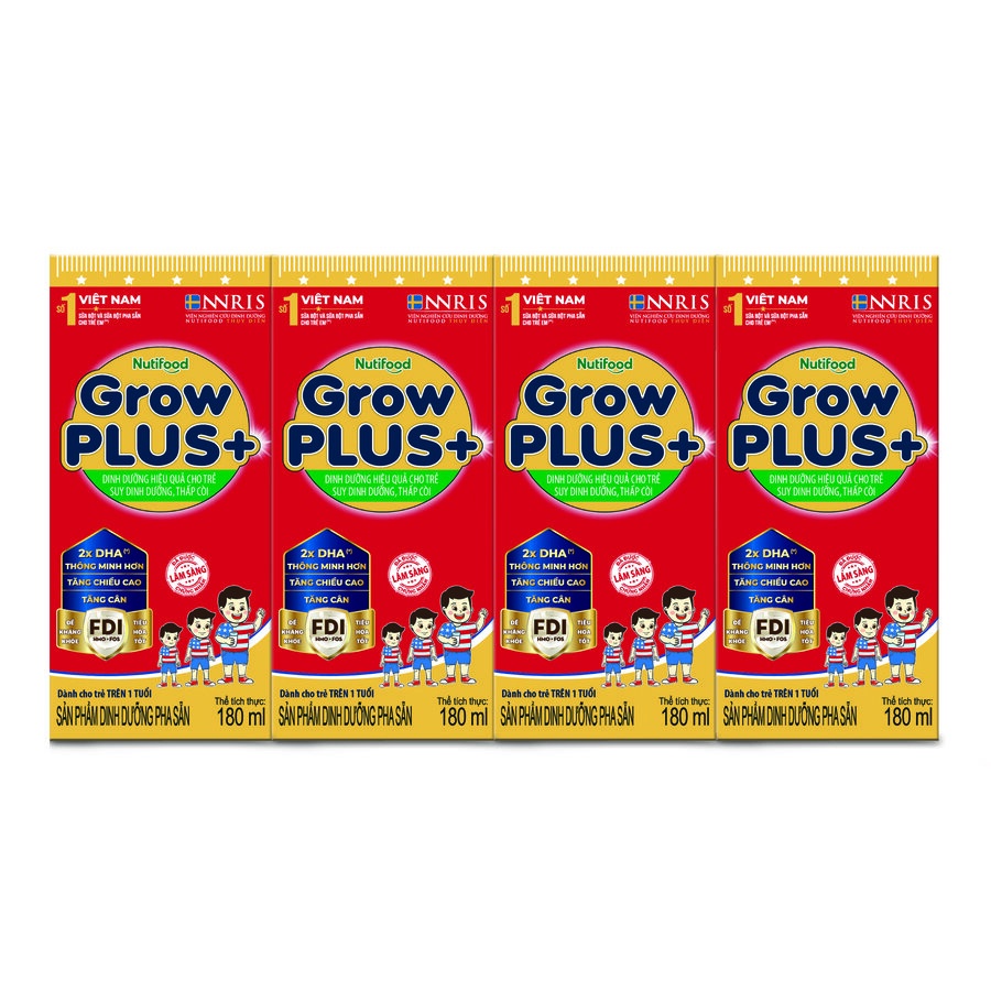Sữa bột pha sẵn Nutifood Growplus Grow plus Đỏ 180ml