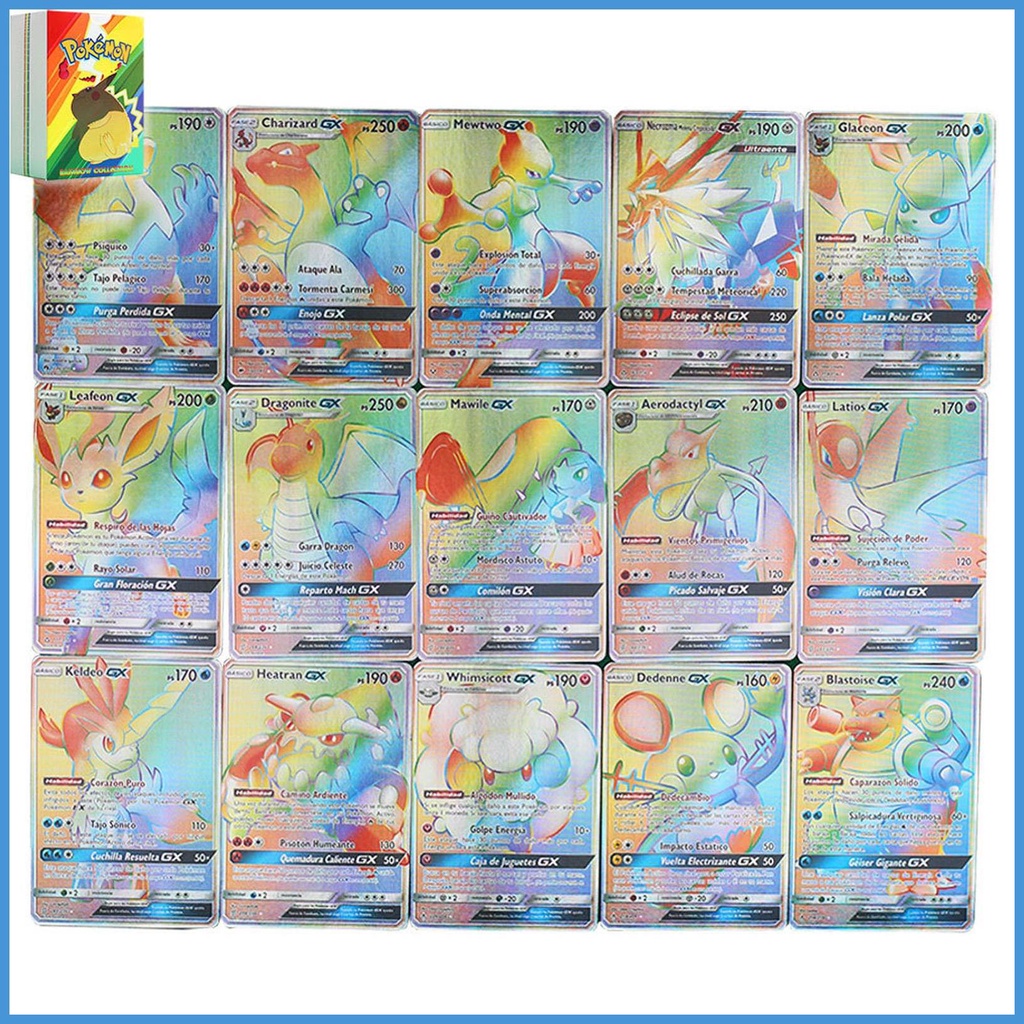 Bộ Thẻ Trò Chơi Pokemon 4Vstar49GX 47 Vmax Bằng Kim Loại Màu Cầu Vồng