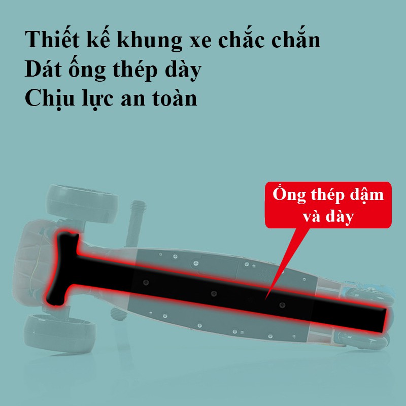 Xe trượt Scooter cao cấp bánh to phát sáng - Xe trượt cho bé 4 bánh có đèn