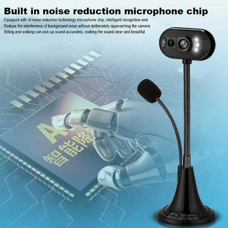 【COD】 Camera USB USB HD với Mic Night Vision cho máy tính để bàn PC Máy tính xách tay Home Office Mới