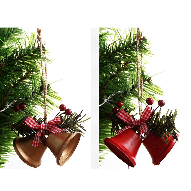 Bộ 2 mặt dây hình chuông bằng kim loại trang trí cây thông Giáng Sinh