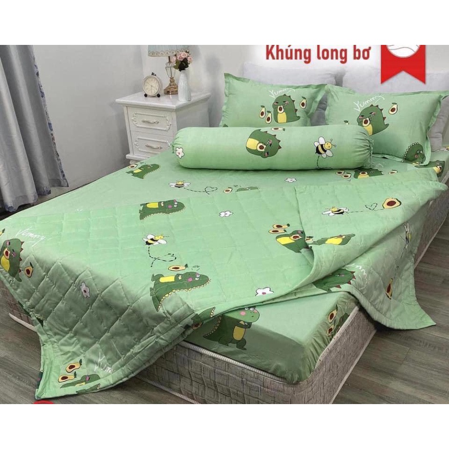 SET 5 món CHĂN GA GỐI COTTON , CHIẾU ĐIỀU HÒA TENCEL LATEX CAO SU NON tặng kèm 2 vỏ gối