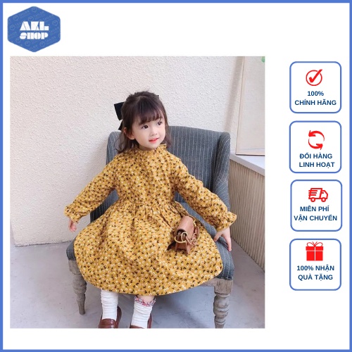 Váy thu đông cho bé gái, váy công chúa cho bé 1 tuổi đến 8 tuổi lót nỉ bông ấm áp hàng Quảng Châu cao cấp