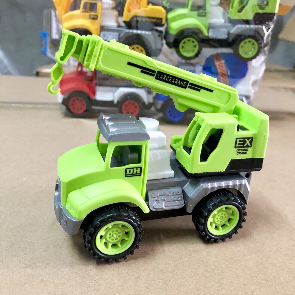 Bộ 4 Xe Công Trình Chạy Đà Chất Nhựa ABS Cao Cấp Đồ Chơi Cho Bé Trai Từ 1 Đến 8 Tuổi Hiếu Toys