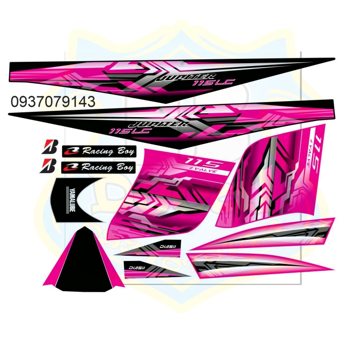 ( Quí khách vui lòng mang ra tiệm cho thợ dán ) Tem jupiter Lc livery hồng đen