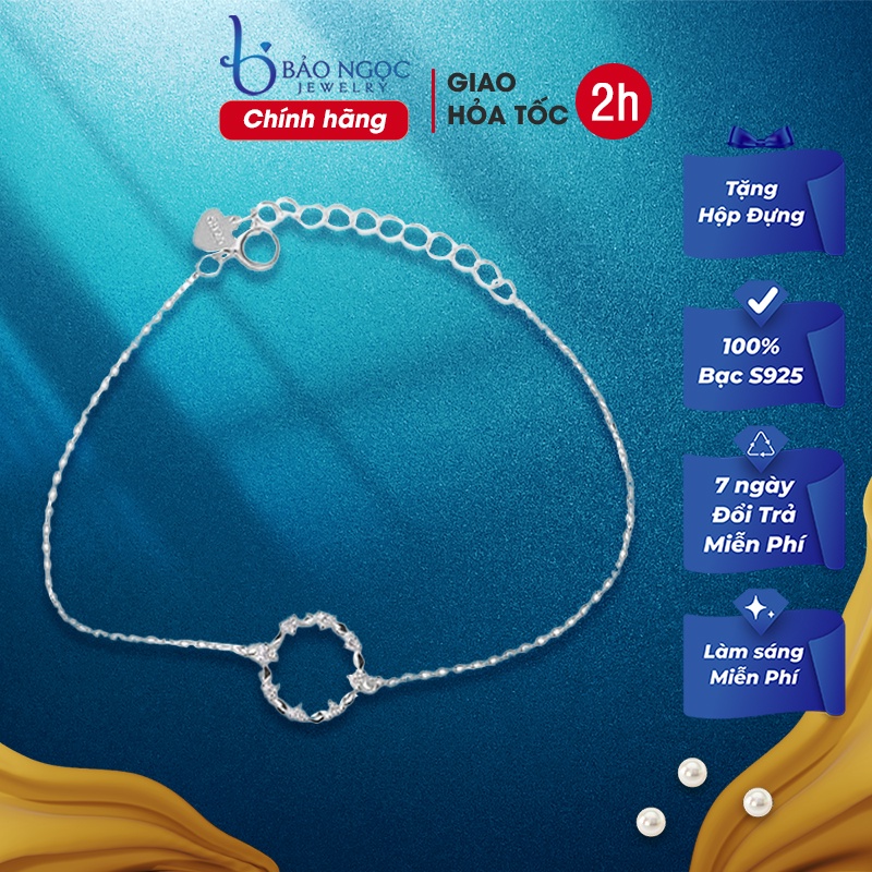 Lắc Tay Phong Cách Hàn Quốc Mặt Tròn Sao Thổ Mảnh Mai Thanh Lịch Bạc Ý S925 - L2660 Bảo Ngọc Jewelry